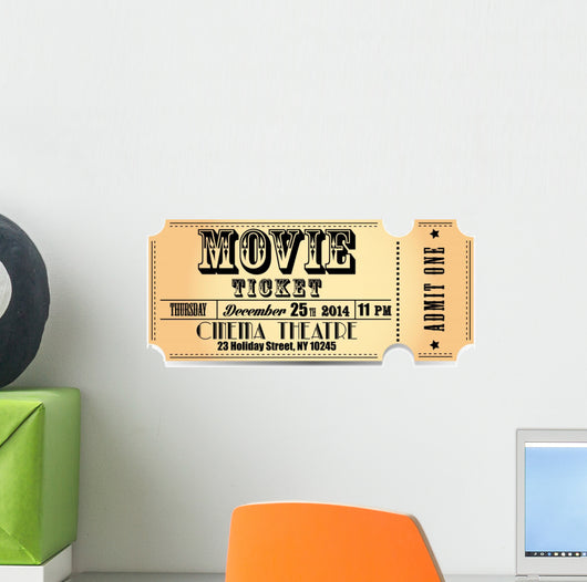 Retro Movie Vector Ticket Wall Decal