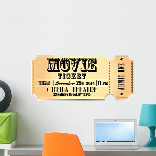 Retro Movie Vector Ticket Wall Decal