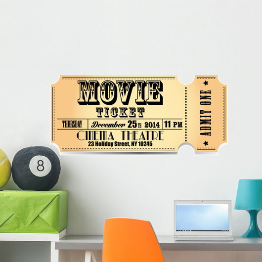 Retro Movie Vector Ticket Wall Decal