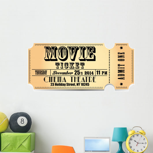 Retro Movie Vector Ticket Wall Decal