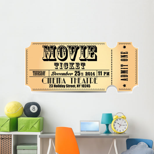 Retro Movie Vector Ticket Wall Decal
