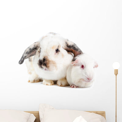 Rabbit And Guinea Pig Wall Decal shown on a wall