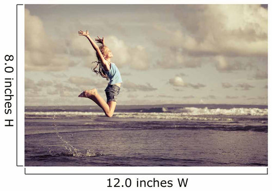 Teen Girl Jumping Beach Wall Decal