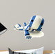 Glossy Blue Robot Reclined Wall Decal