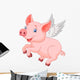 Cute pig cartoon flying Wall Decal