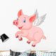 Cute pig cartoon flying Wall Decal
