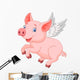 Cute pig cartoon flying Wall Decal