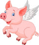 Cute Pig Cartoon Flying Wall Decal