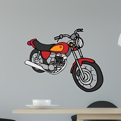 Motorcycle Wall Decal shown on a wall