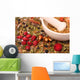 Mortar and pestle with herbs Wall Mural