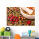 Mortar and pestle with herbs Wall Mural