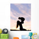 Silhouette of Happy Mother Playing Outside with Baby Wall Mural