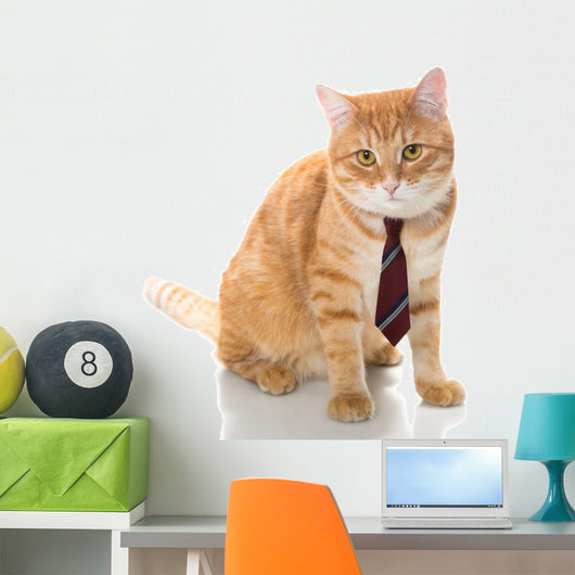 Serious Cat with Tie Wall Decal
