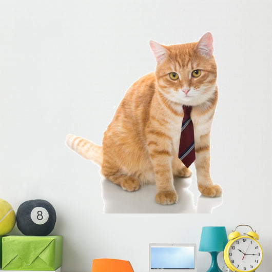 Serious Cat with Tie Wall Decal