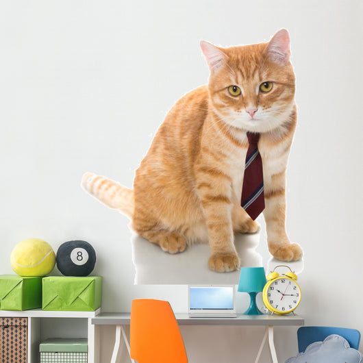 Serious Cat with Tie Wall Decal