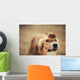 border collie dog keeps cake on her nose Wall Mural