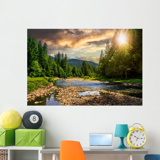 Forest River with Stones Wall Decal