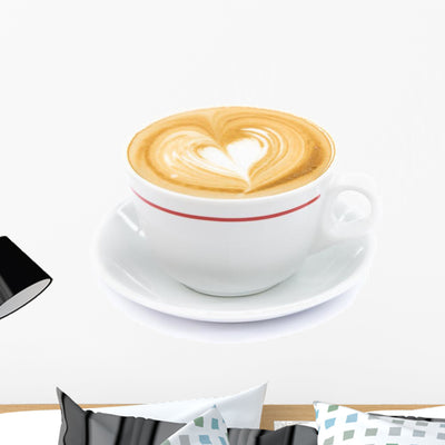 Cup Coffee Art Latte Wall Decal shown on a wall