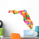Florida color squares map. Concept of diversity, counties Wall Decal