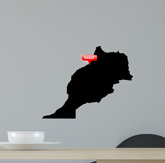 Map with the Capital in a red bubble - Morocco. Wall Decal