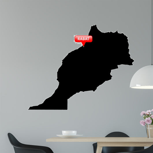 Map with the Capital in a red bubble - Morocco. Wall Decal
