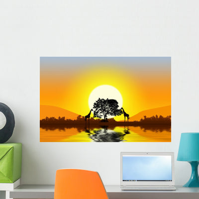 Africa Wall Decal shown on a wall