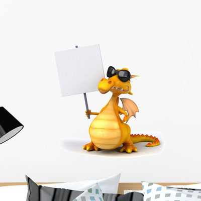Fun Dragon Wall Decal shown on a wall
