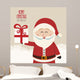 santa claus hold christmas gift snowy background Wall Mural