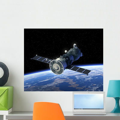 Spacecraft Soyuz Space Wall Decal shown on a wall