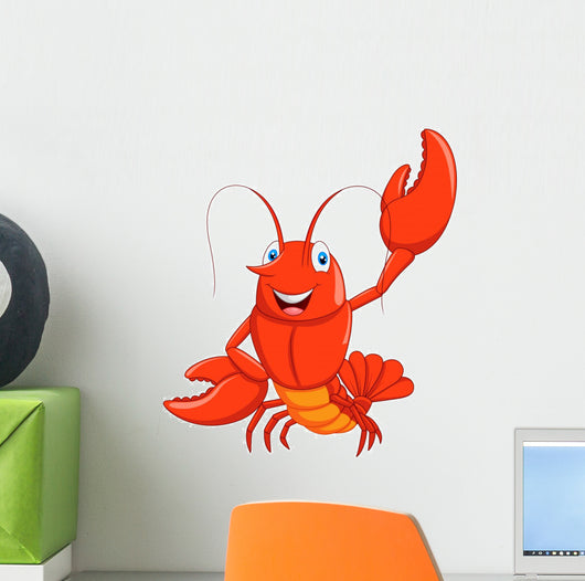 Cartoon Lobster Waving Wall Decal