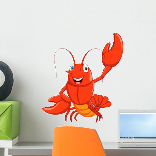 Cartoon Lobster Waving Wall Decal