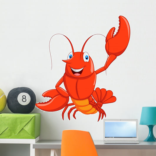 Cartoon Lobster Waving Wall Decal