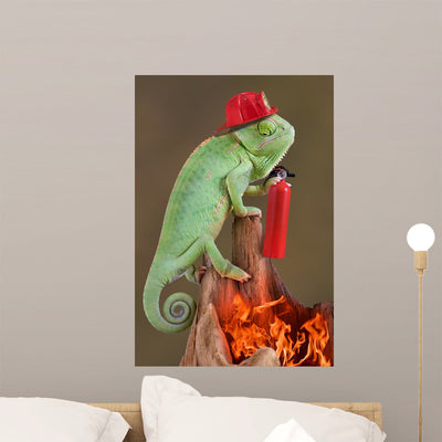 Chameleon Firefighter Wall Decal shown on a wall
