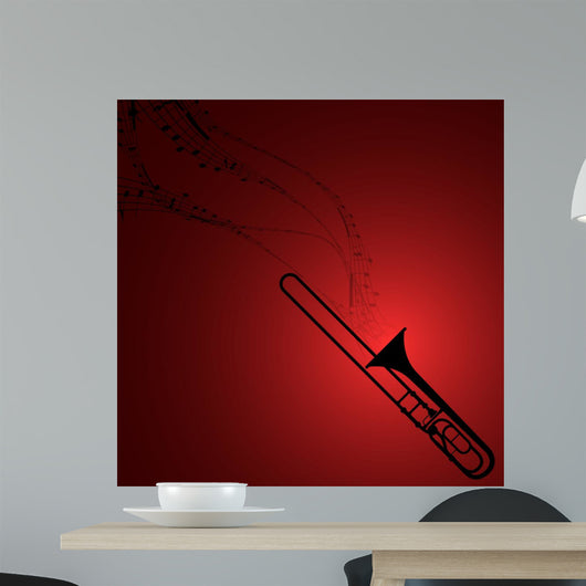 Trombone with Musical Symbols Wall Decal
