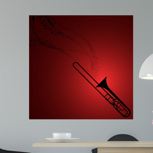 Trombone with Musical Symbols Wall Decal