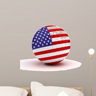 American Golf Ball Wall Decal shown on a wall