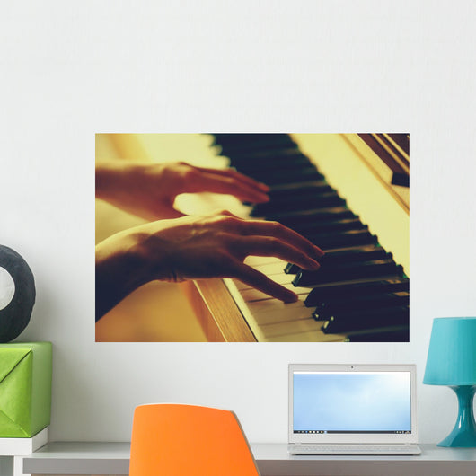 woman hands playing piano Wall Mural
