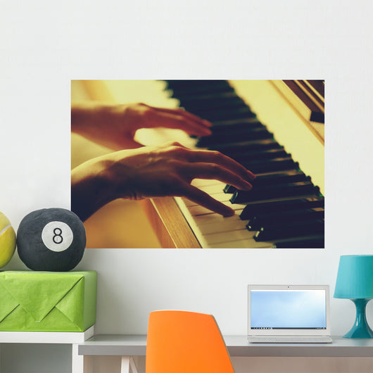 woman hands playing piano Wall Mural