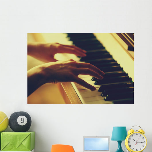 woman hands playing piano Wall Mural