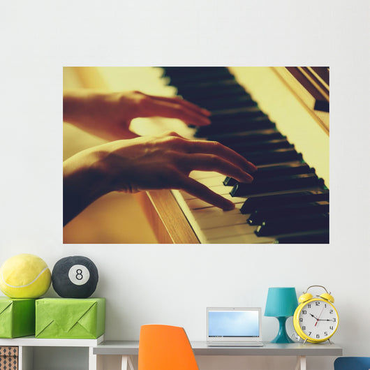 woman hands playing piano Wall Mural