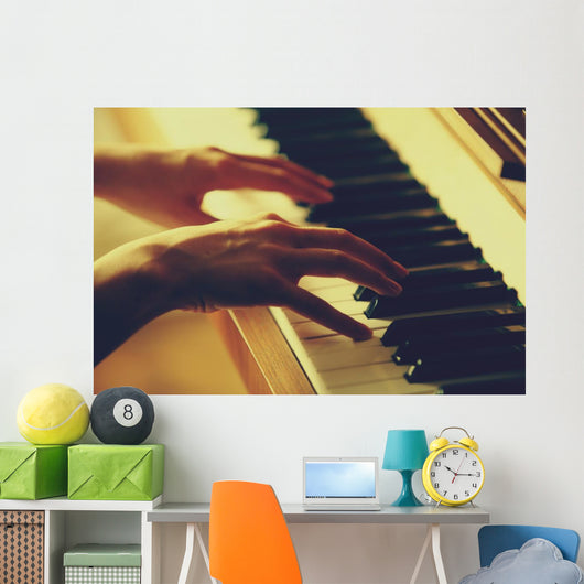 woman hands playing piano Wall Mural