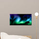 Night sky with norther lights with tree silhouettes Wall Mural