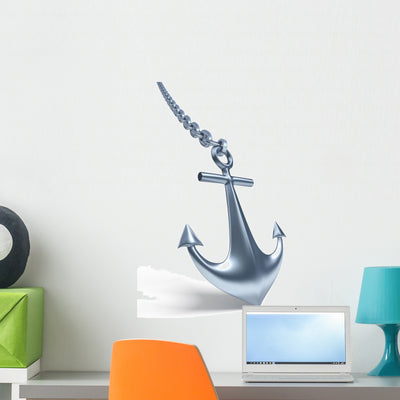 Anchor On White Background Wall Decal shown on a wall