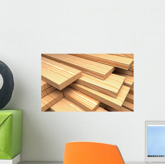 Closeup Wooden Boards Construction Wall Decal