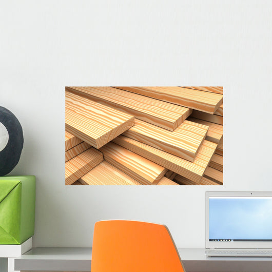 Closeup Wooden Boards Construction Wall Decal
