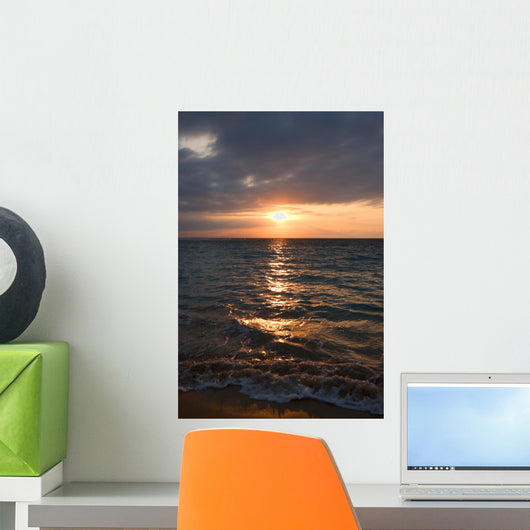 Calm ocean and beach on tropical sunrise Wall Mural