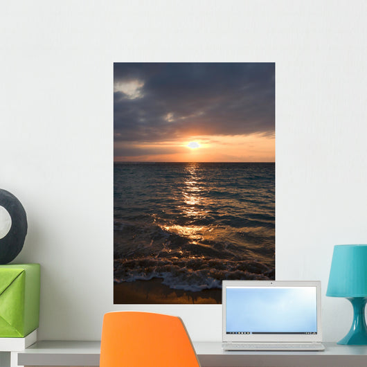 Calm ocean and beach on tropical sunrise Wall Mural