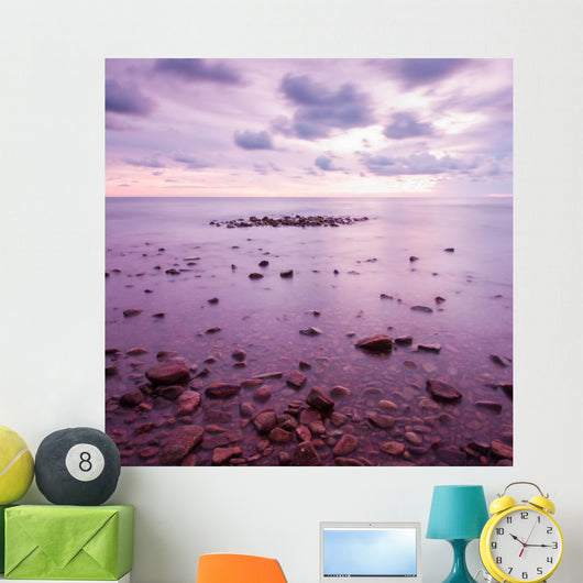 Tropical beach at beautiful sunset. Nature background Wall Mural