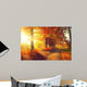 Fall. Autumn Park. Autumnal Trees and Leaves in sun rays Wall Mural