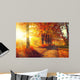 Fall. Autumn Park. Autumnal Trees and Leaves in sun rays Wall Mural